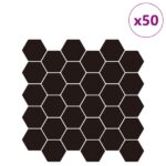 vidaXL Hexagónová dlažba 50 pcs Čierna 30 x 30 cm Polyuretán a PET – Obrázok 2