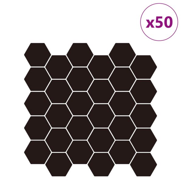 vidaXL Hexagónová dlažba 50 pcs Čierna 30 x 30 cm Polyuretán a PET – Obrázok 2