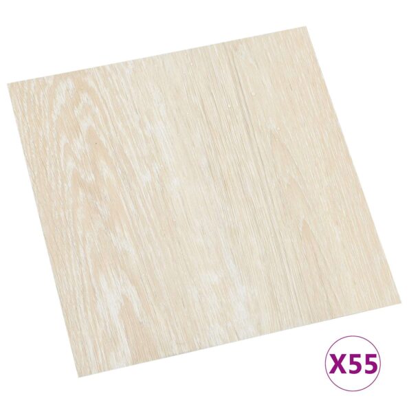 vidaXL Podlahové dosky 5,11 m² 55 pcs PVC Biela a béžová – Obrázok 3