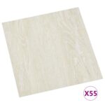 vidaXL Podlahové dosky 5,11 m² 55 pcs PVC Krémovo biela – Obrázok 3
