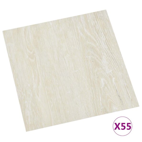 vidaXL Podlahové dosky 5,11 m² 55 pcs PVC Krémovo biela – Obrázok 3