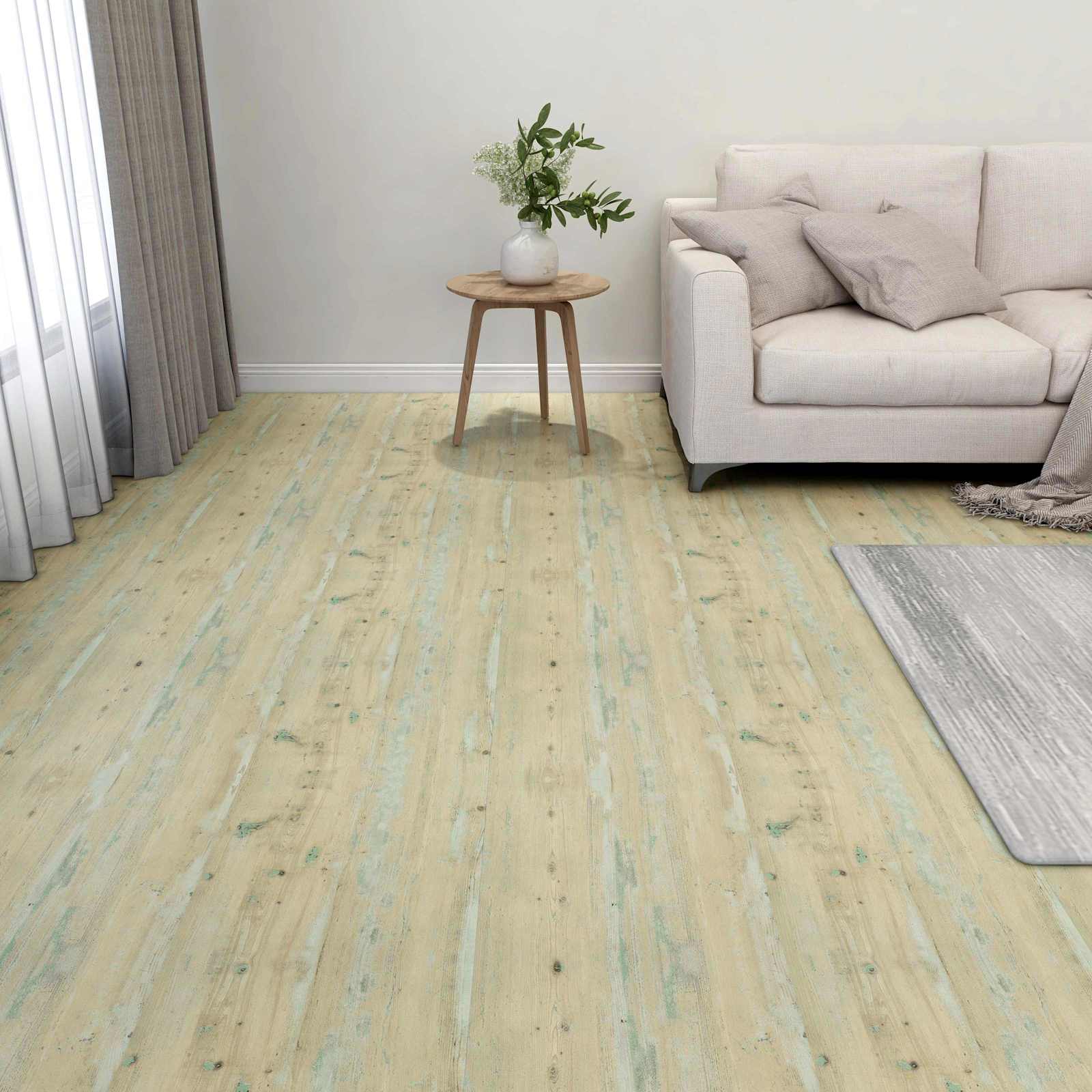 42046342_1.jpg vidaXL Podlahové dosky 5,11 m² 55 pcs PVC Biela a svetlohnedá – Obrázok 1
