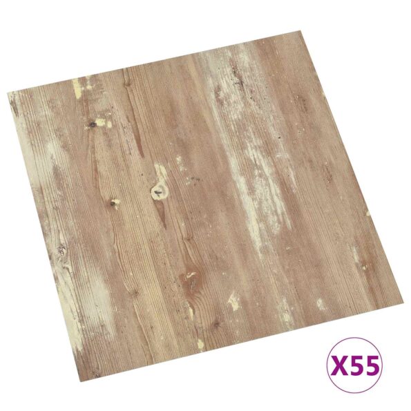 vidaXL Podlahové dosky 5,11 m² 55 pcs PVC Krémová a svetlo hnedá – Obrázok 3