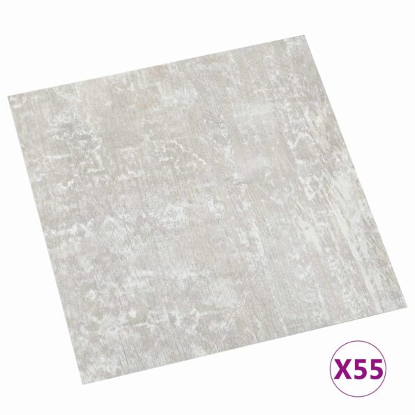 vidaXL Podlahové dosky 5,11 m² 55 pcs PVC Biela a drevo – Obrázok 3