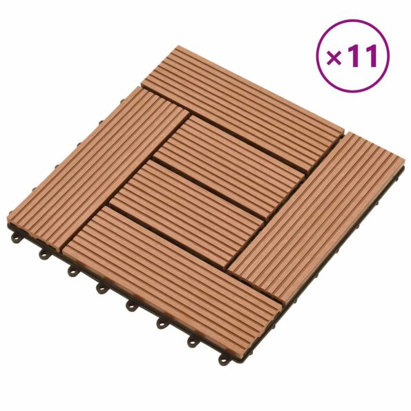 vidaXL Dlažba na terasu 11 pcs Hnedá 30 x 30 cm drevoplast – Obrázok 2