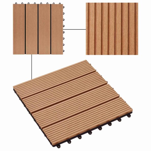 vidaXL Dlažba na terasu 11 pcs Tík 30 x 30 cm drevoplast – Obrázok 7