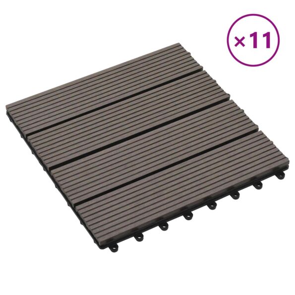 vidaXL Dlažba na terasu 11 pcs Tmavohnedá 30 x 30 cm drevoplast – Obrázok 2