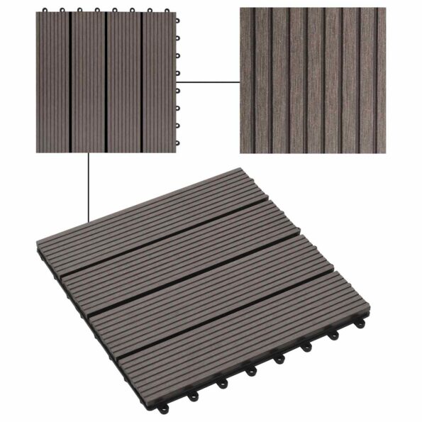 vidaXL Dlažba na terasu 11 pcs Tmavohnedá 30 x 30 cm drevoplast – Obrázok 7