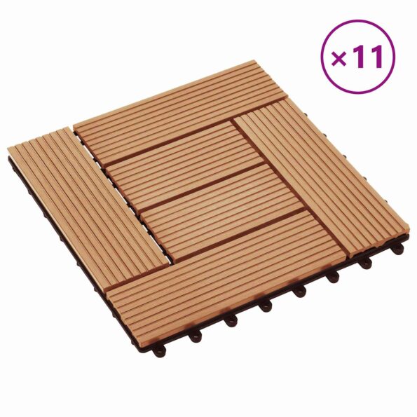 vidaXL Dlažba na terasu 11 pcs Tík 30 x 30 cm drevoplast – Obrázok 2