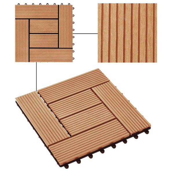 vidaXL Dlažba na terasu 11 pcs Tík 30 x 30 cm drevoplast – Obrázok 7