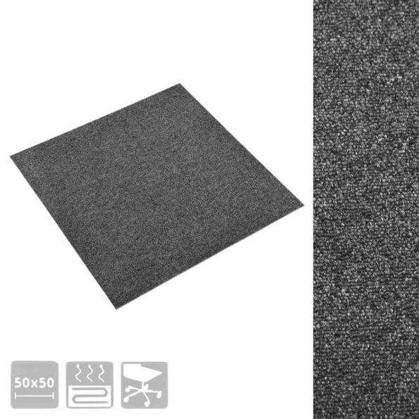 vidaXL Koberec 20 pcs Antracit 50 x 50 cm 100% polypropylén – Obrázok 7