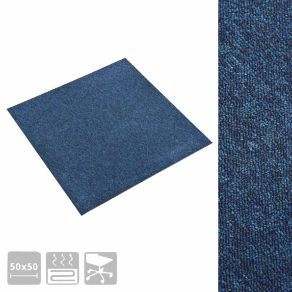 vidaXL Koberec 20 pcs Tmavomodrá 50 x 50 cm 100% polypropylén – Obrázok 7