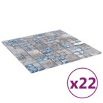 vidaXL Mozaiková dlažba 22 pcs Sivá a modrá 50 x 50 cm Sklo – Obrázok 2
