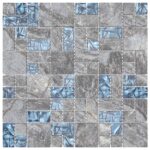 vidaXL Mozaiková dlažba 22 pcs Sivá a modrá 50 x 50 cm Sklo – Obrázok 3