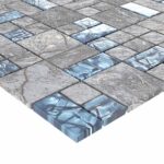 vidaXL Mozaiková dlažba 22 pcs Sivá a modrá 50 x 50 cm Sklo – Obrázok 4