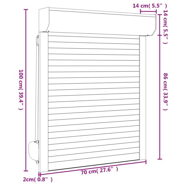 vidaXL Rolety Biely 70 x 100 cm Hliník a polyuretán – Obrázok 7
