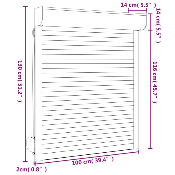 vidaXL Rolety Biely 100 x 130 cm Hliník a polyuretán – Obrázok 7