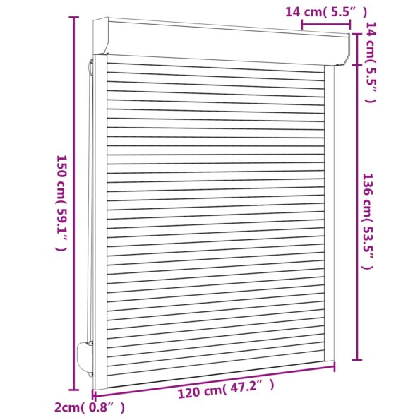 vidaXL Rolety Biely 120 x 150 cm Hliník a polyuretán – Obrázok 7