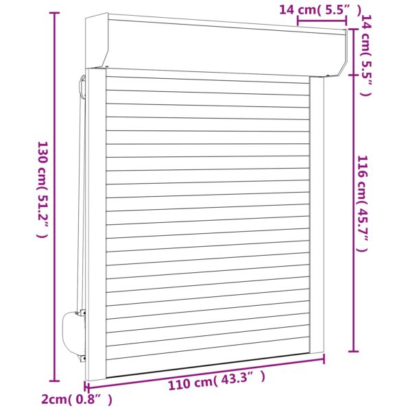 vidaXL Rolety Antracit 110 x 130 cm Hliník a polyuretán – Obrázok 7