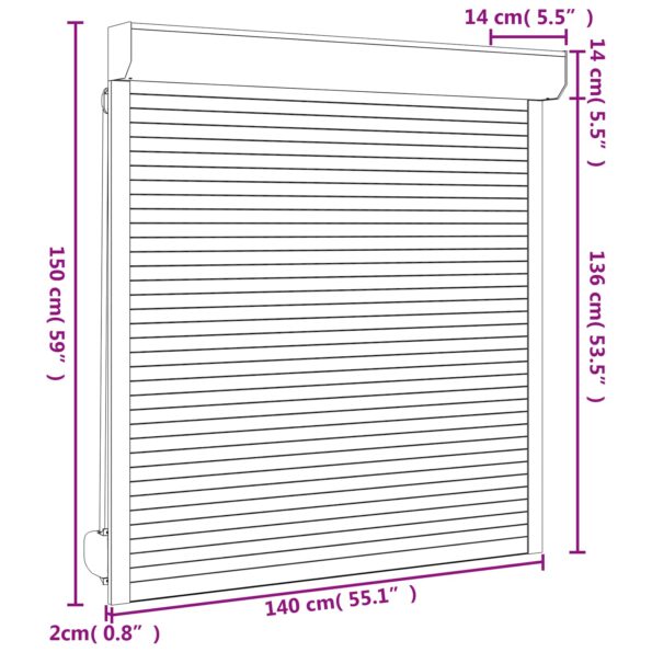 vidaXL Rolety Antracit 140 x 150 cm Hliník a polyuretán – Obrázok 7