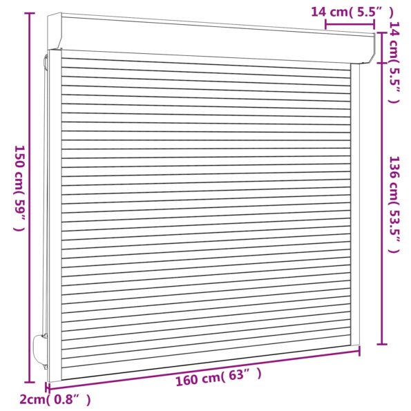 vidaXL Rolety Antracit 160 x 150 cm Hliník a polyuretán – Obrázok 7