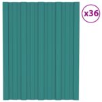 vidaXL Strešný panel 36 pcs Zelená 60 x 45 cm Pozinkovaná oceľ – Obrázok 2