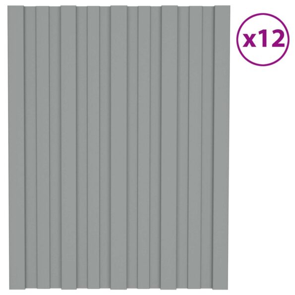 vidaXL Strešný panel 12 pcs Sivá 60 x 45 cm Pozinkovaná oceľ – Obrázok 2