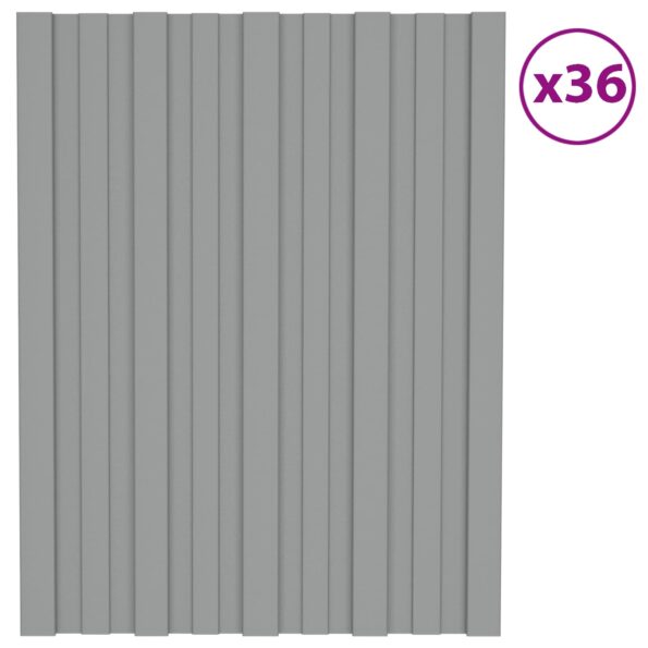 vidaXL Strešný panel 36 pcs Sivá 60 x 45 cm Pozinkovaná oceľ – Obrázok 2