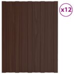 vidaXL Strešný panel 12 pcs Hnedá 60 x 45 cm Pozinkovaná oceľ – Obrázok 2
