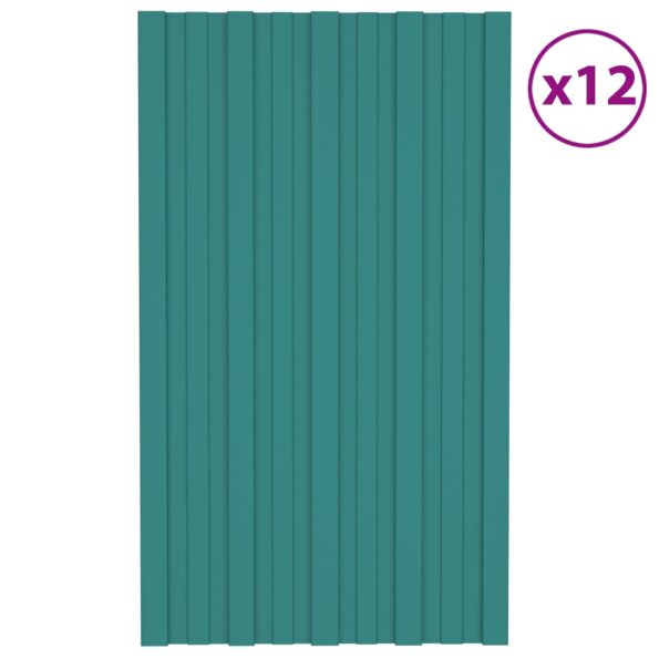 vidaXL Strešný panel 12 pcs Zelená 80 x 45 cm Pozinkovaná oceľ – Obrázok 2