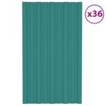 vidaXL Strešný panel 36 pcs Zelená 80 x 45 cm Pozinkovaná oceľ – Obrázok 2