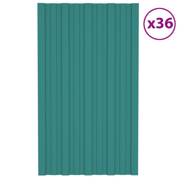 vidaXL Strešný panel 36 pcs Zelená 80 x 45 cm Pozinkovaná oceľ – Obrázok 2