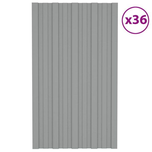 vidaXL Strešný panel 36 pcs Sivá 80 x 45 cm Pozinkovaná oceľ – Obrázok 2