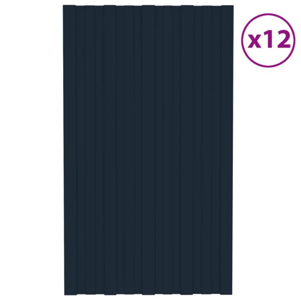 vidaXL Strešný panel 12 pcs Antracitová 80 x 45 cm Pozinkovaná oceľ – Obrázok 2