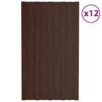 vidaXL Strešný panel 12 pcs Hnedá 80 x 45 cm Pozinkovaná oceľ – Obrázok 2
