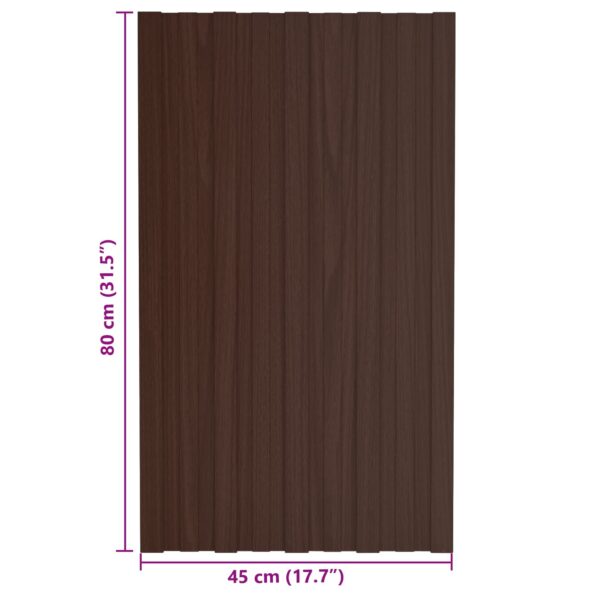 vidaXL Strešný panel 12 pcs Hnedá 80 x 45 cm Pozinkovaná oceľ – Obrázok 7