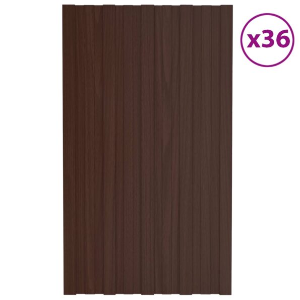 vidaXL Strešný panel 36 pcs Hnedá 80 x 45 cm Pozinkovaná oceľ – Obrázok 2