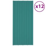 vidaXL Strešný panel 12 pcs Zelená 100 x 45 cm Pozinkovaná oceľ – Obrázok 2