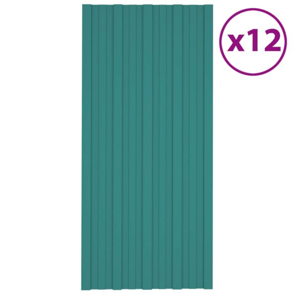 vidaXL Strešný panel 12 pcs Zelená 100 x 45 cm Pozinkovaná oceľ – Obrázok 2