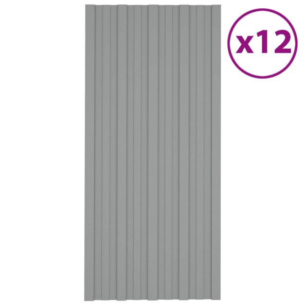 vidaXL Strešný panel 12 pcs Sivá 100 x 45 cm Pozinkovaná oceľ – Obrázok 2