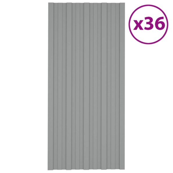 vidaXL Strešný panel 36 pcs Sivá 100 x 45 cm Pozinkovaná oceľ – Obrázok 2