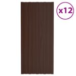 vidaXL Strešný panel 12 pcs Hnedá 100 x 45 cm Pozinkovaná oceľ – Obrázok 2