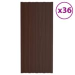 vidaXL Strešný panel 36 pcs Hnedá 100 x 45 cm Pozinkovaná oceľ – Obrázok 2