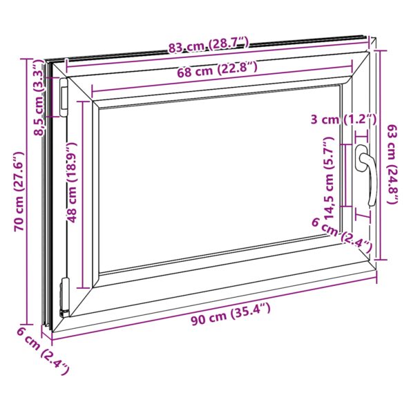 Podkrovné okno RISOR 90 x 70 cm PVC a sklo Biela – Obrázok 12