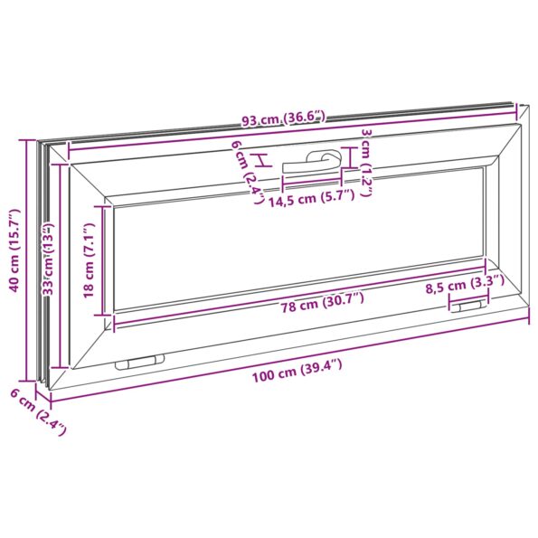 vidaXL Podkrovné okno RISOR 100 x 40 cm PVC a sklo Biela – Obrázok 12