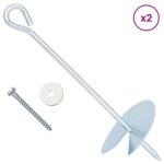 vidaXL Zemný kotviaci predmet 2 pcs Strieborná Ø10 x 30 cm – Obrázok 2