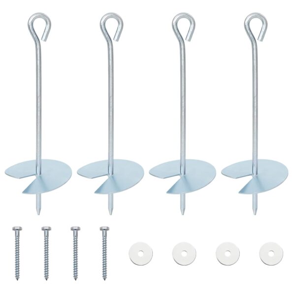 vidaXL Zemný kotviaci predmet 4 pcs Strieborná Ø10 x 30 cm – Obrázok 2