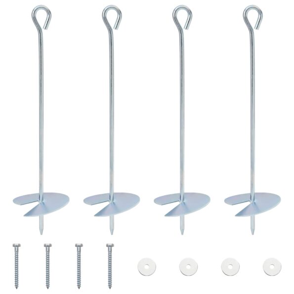 vidaXL Zemný kotviaci predmet 4 pcs Strieborná Ø10 x 40 cm – Obrázok 2