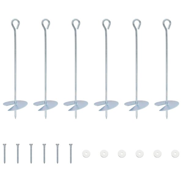 vidaXL Zemný kotviaci predmet 6 pcs Strieborná Ø10 x 40 cm – Obrázok 2