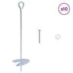 vidaXL Zemný kotviaci predmet 10 pcs Strieborná Ø10 x 40 cm – Obrázok 3